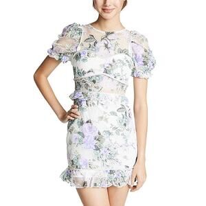 SOLD!!! Alice McCall White Lavender Floral Lace Mini Dress Size US 2